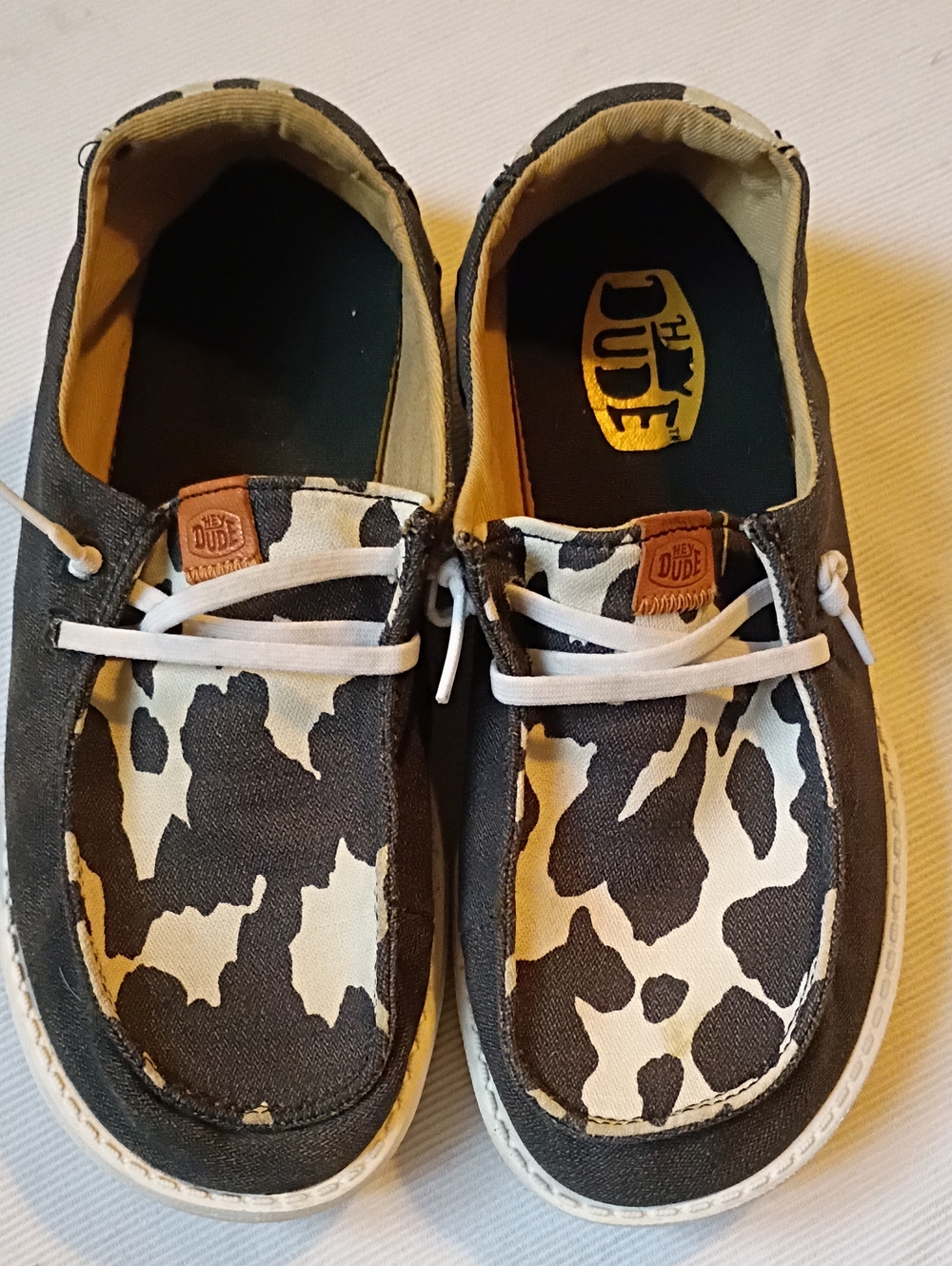 Hey Dude Kids Wendy Cow-Pattern Slip-On Sneaker